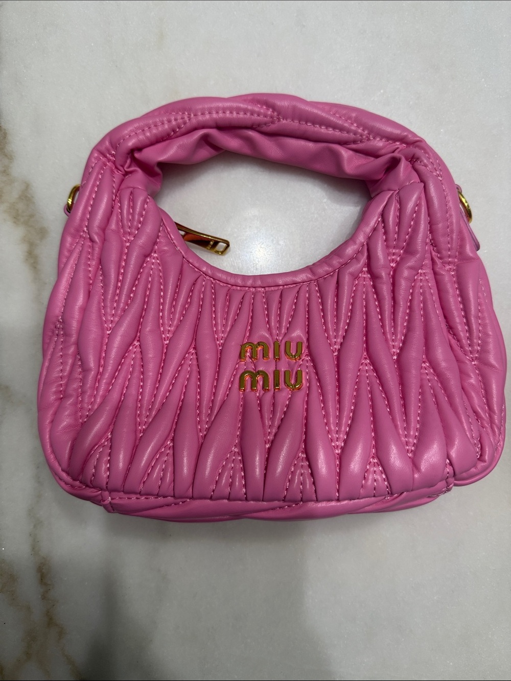 Hot Pink Matelassé Mini Top-Handle Bag